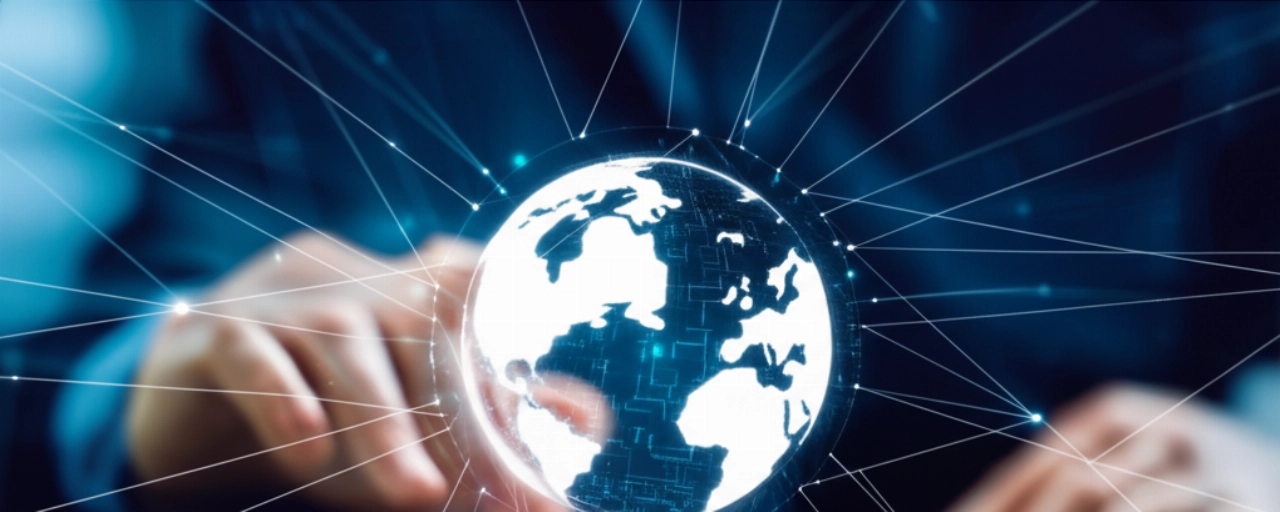Rappresentazione astratta e futuristica della rete di dati e sicurezza nella realizzazione di siti web.