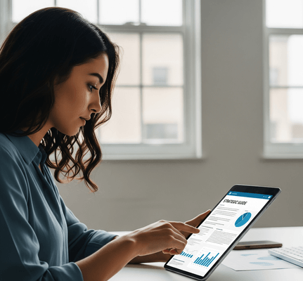 Persona che legge una guida strategica su un tablet