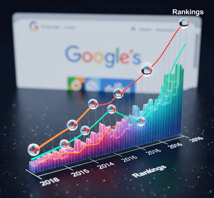 Grafico che mostra la crescita del posizionamento su Google